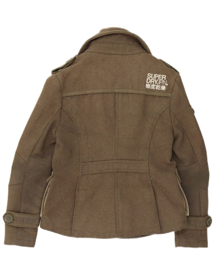 Jachetă militară Superdry pentru femei UK 10 Small Khaki Wool
