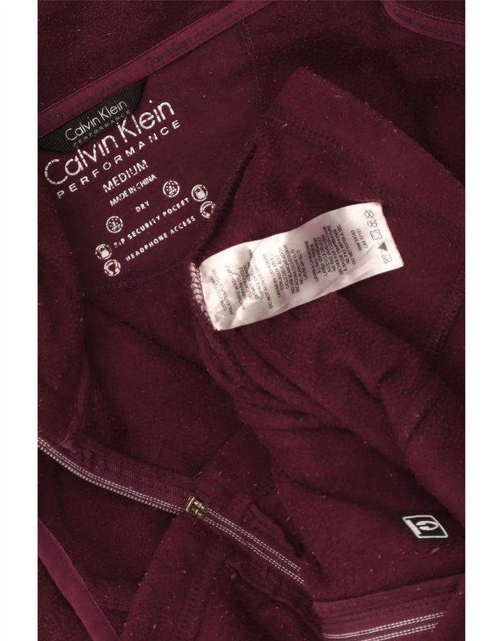 CALVIN KLEIN Gilet cu fleece grafic pentru femei UK 12 Medium Burgundy Poliester