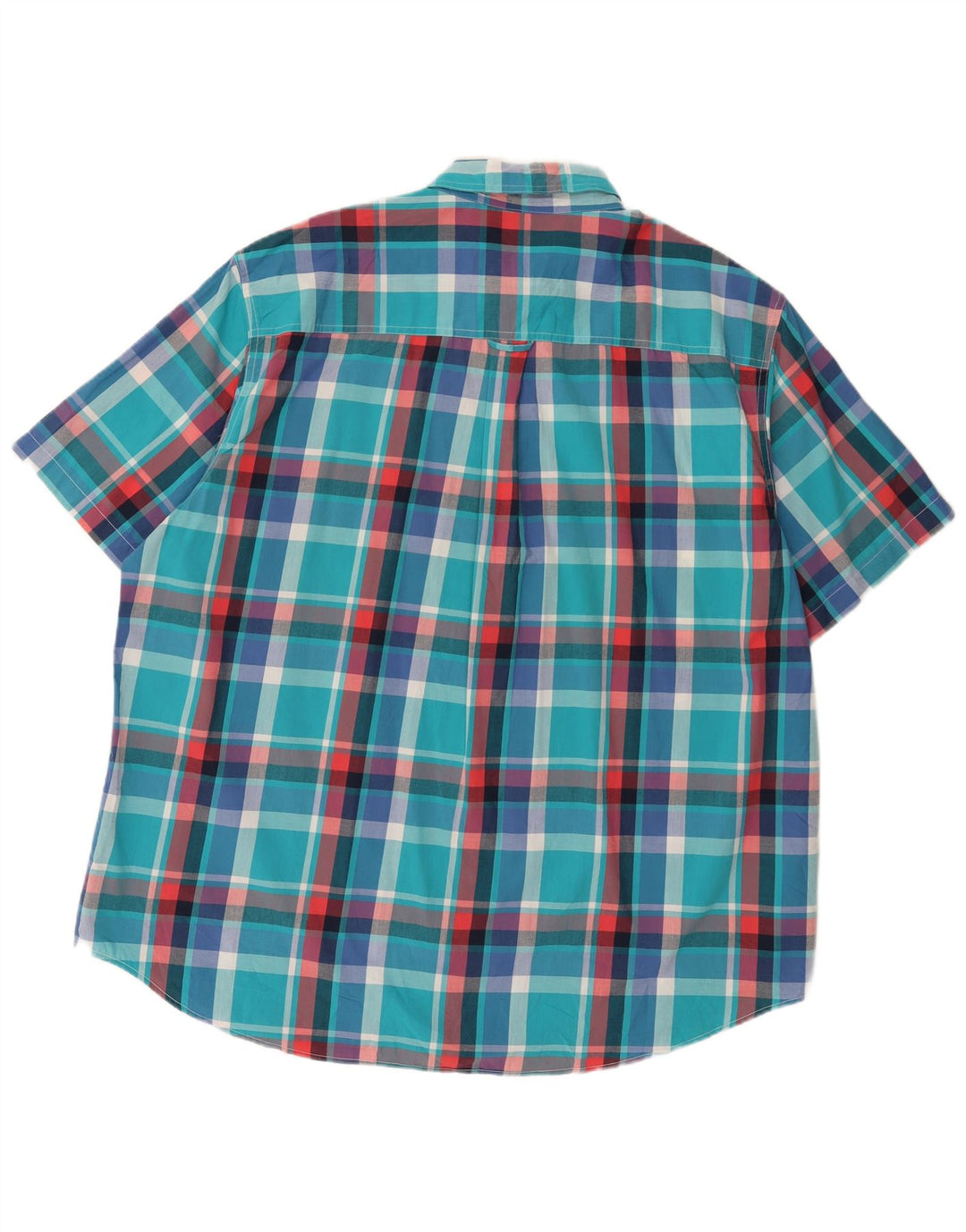 Cămașă mare cu mânecă scurtă pentru bărbați Chaps, bumbac cu check albastru 2XL