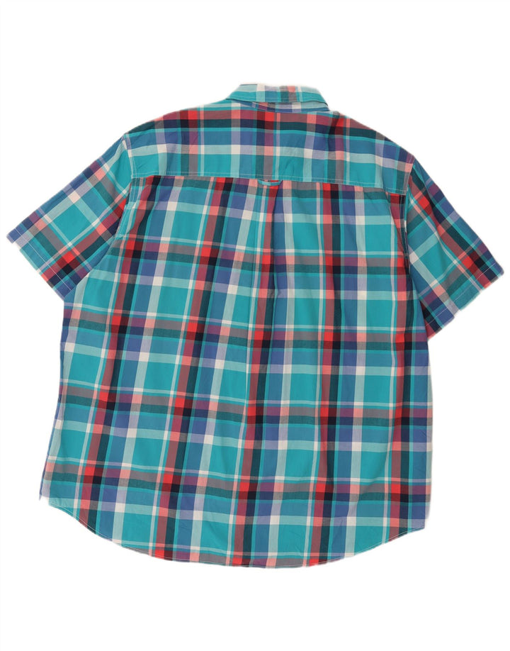 Cămașă mare cu mânecă scurtă pentru bărbați Chaps, bumbac cu check albastru 2XL