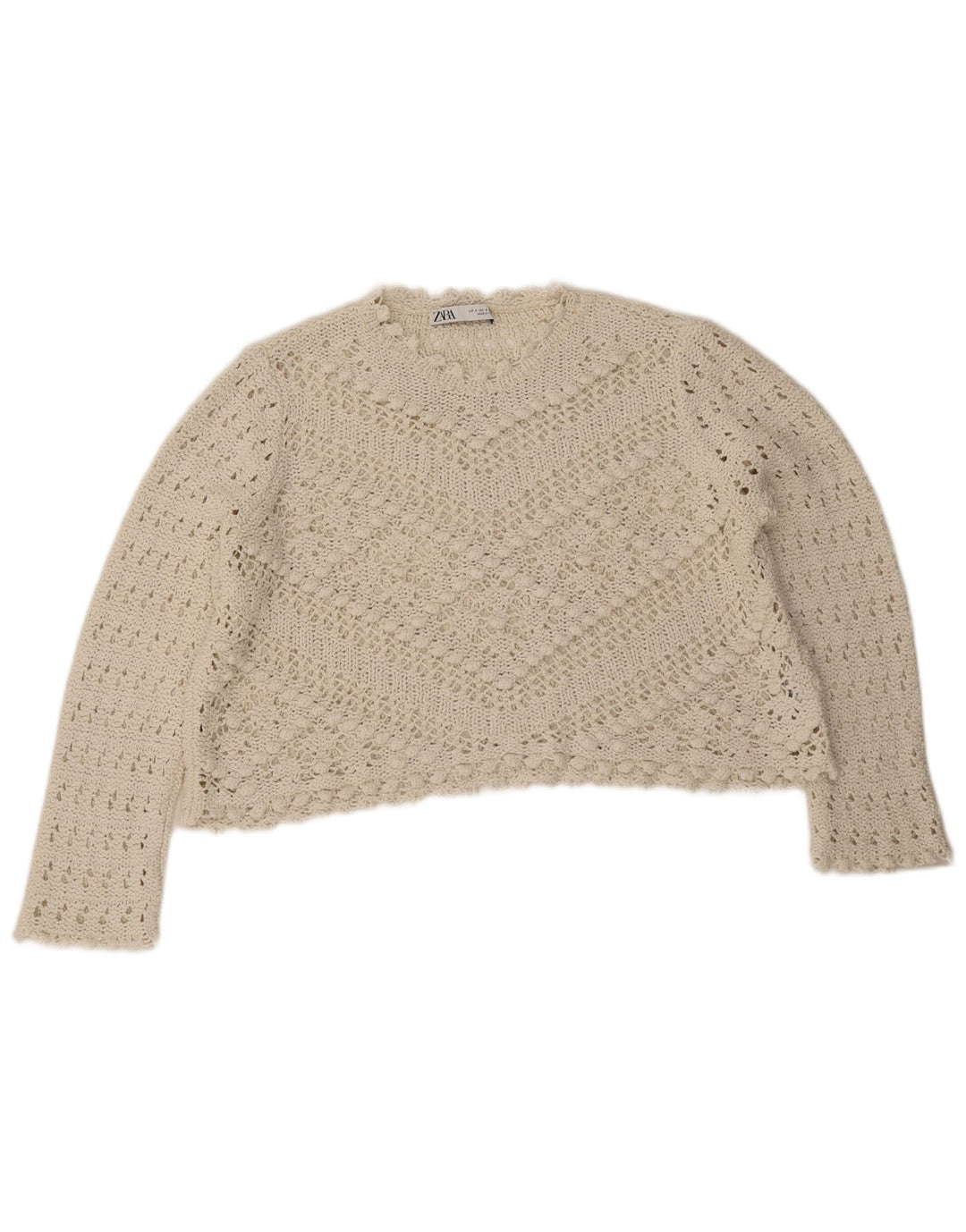 Pulover oversized Crop Crew Deck pentru femei Zara UK 10 Small White
