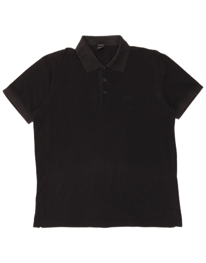 Tricou polo pentru bărbați HUGO BOSS XL bumbac negru