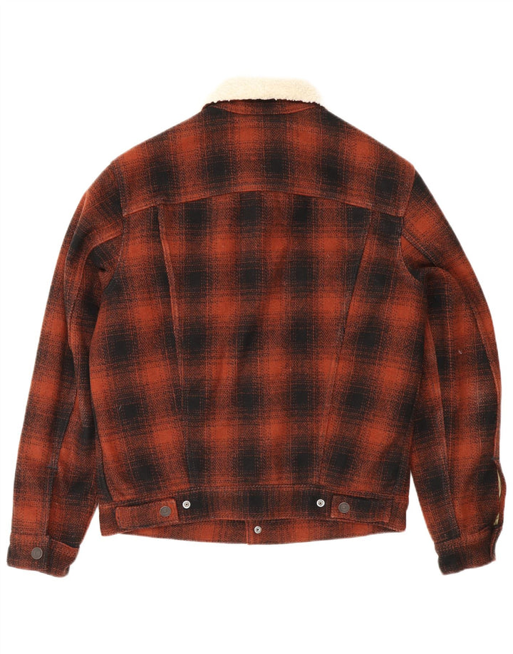 Jachetă Sherpa pentru bărbați Levi's UK 36 Poliester cu carouri maro mici