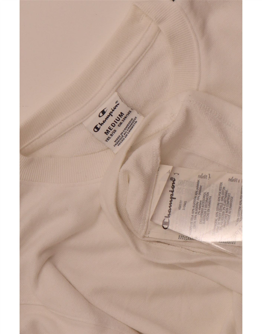 Top cu grafic pentru băieți Champion cu mânecă lungă 9-10 ani, bumbac alb mediu