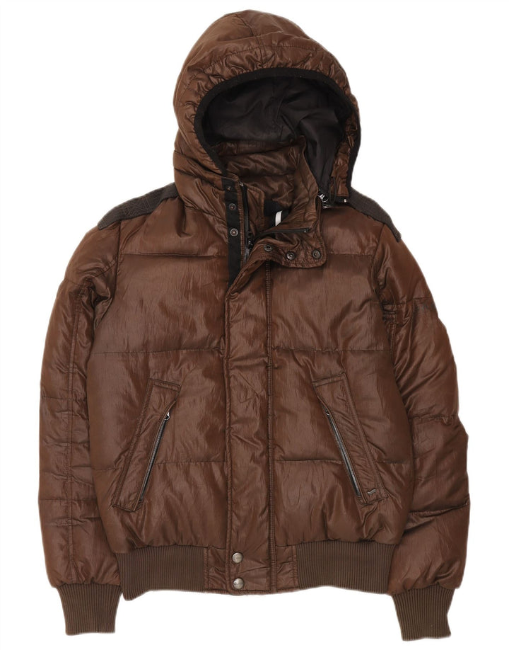 Jachetă bomber căptușită cu glugă pentru bărbați Gas UK 36 Poliester maro mic