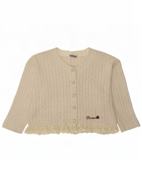 Pulover cardigan grafic supradimensionat pentru fete Portofino 9-10 ani bumbac alb