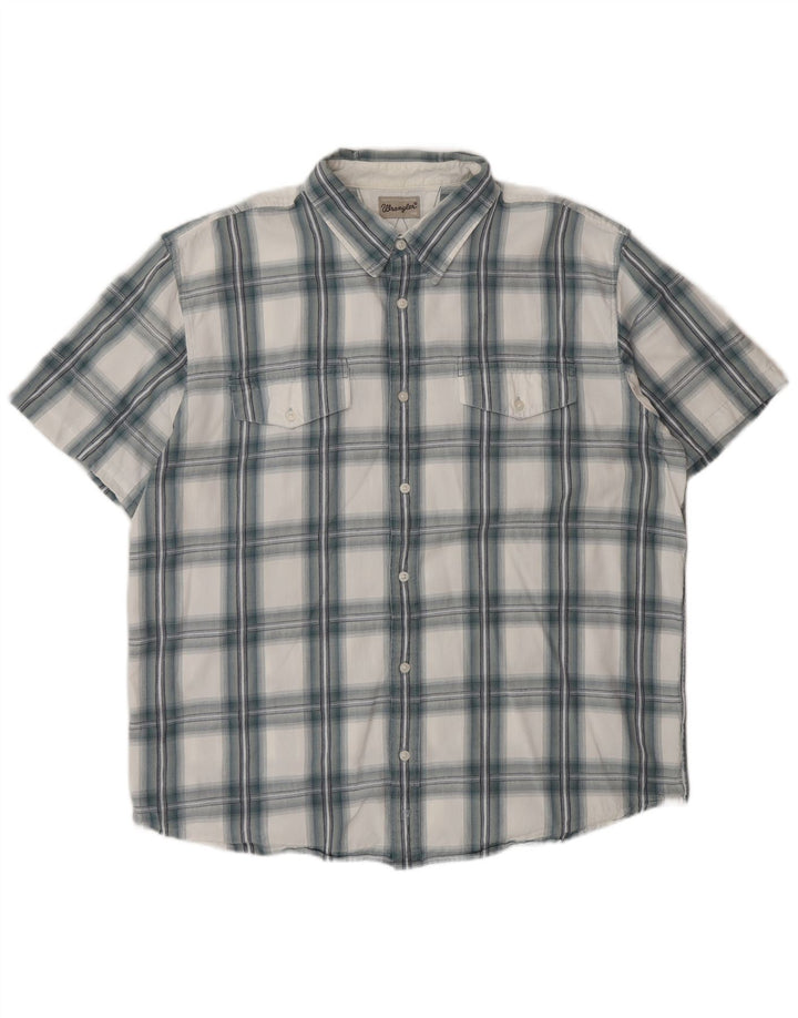 Cămașă cu mânecă scurtă pentru bărbați Wrangler 2XL, bumbac cu carouri albastre