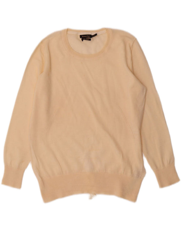Pulover Massimo Dutti pentru damă cu gât crew pulover UK 12 Medium Beige Lână
