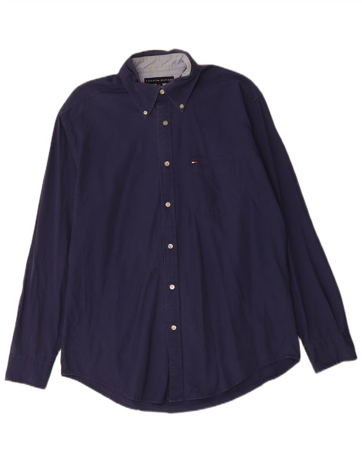 Cămașă pentru bărbați Tommy Hilfiger, bumbac mediu albastru bleumarin