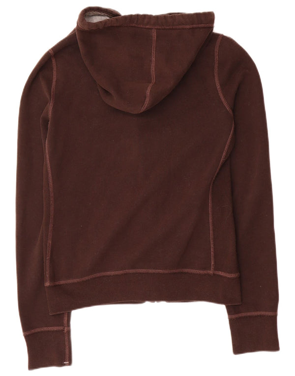 Abercrombie & Fitch Pulover cu capota cu fermoar grafic pentru femei UK 14 Maro mare
