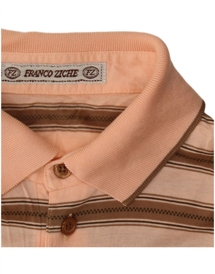 Tricou polo pentru bărbați Franco Ziche, cu dungi mari, bej