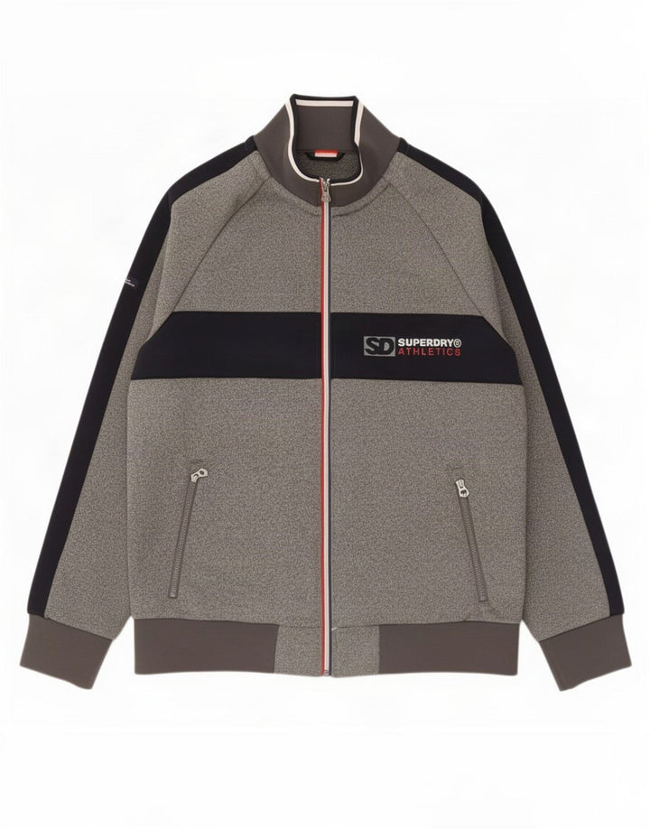 Jachetă de trening grafică pentru bărbați Superdry, 2XL, poliester color bloc, gri