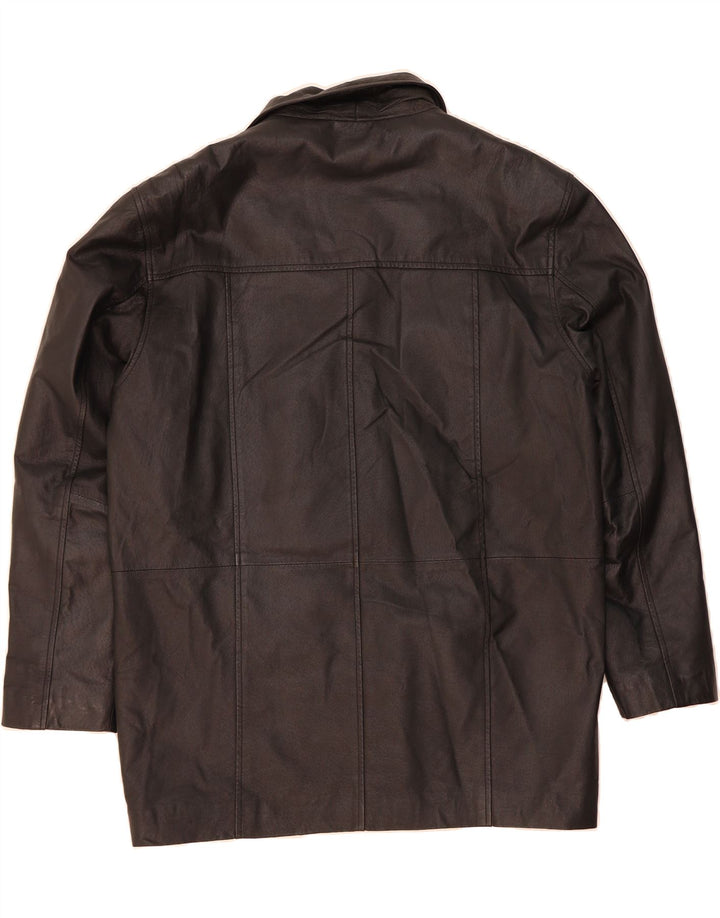 VINTAGE Mens Leather Coat UK 40 Large Black Leather Vintage Vintage and Second-Hand Vintage from Messina Hembry 
