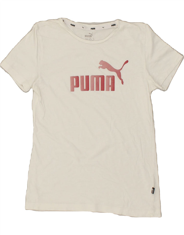 PUMA Girls Graphic T-Shirt Top 13-14 Years White | Vintage Puma | Thrift | Second-Hand Puma | Used Clothing | Messina Hembry 