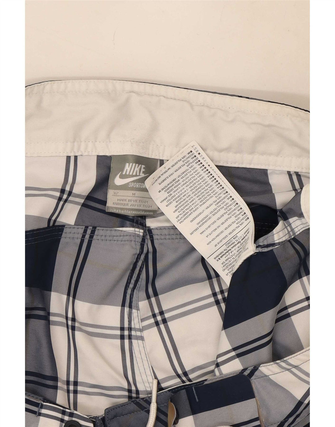Pantaloni scurți de înot Nike pentru bărbați, poliester cu carouri medii bleumarin