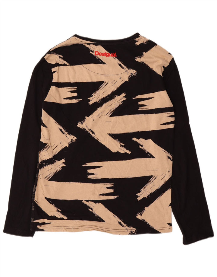 Top grafic Desigual pentru bărbați cu mânecă lungă, bumbac mediu negru