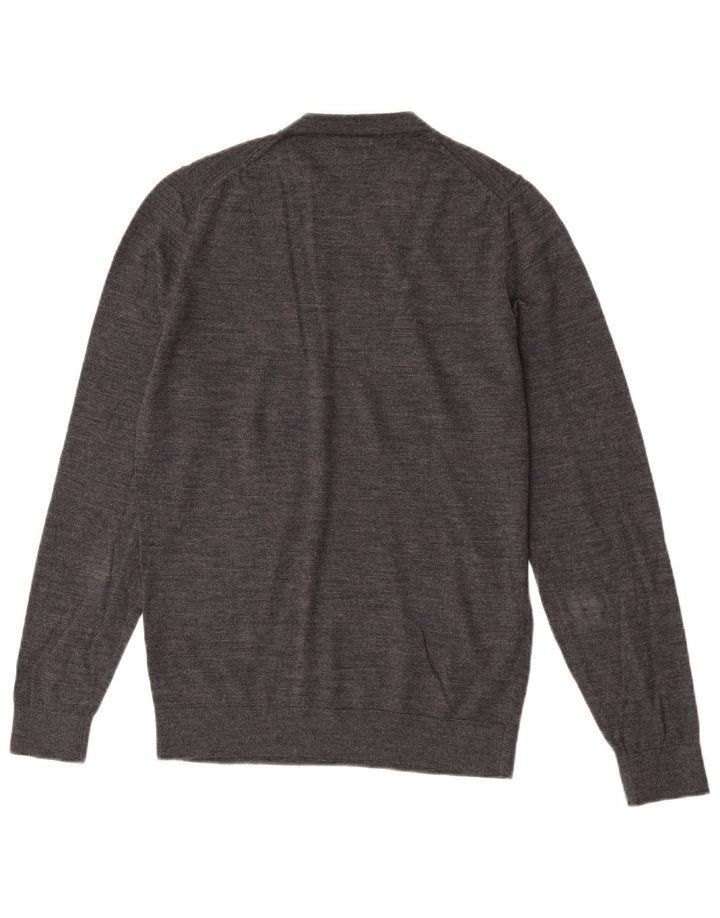 Pulover Massimo Dutti pentru bărbați cu gât crew pulover din lână merinos, gri mediu