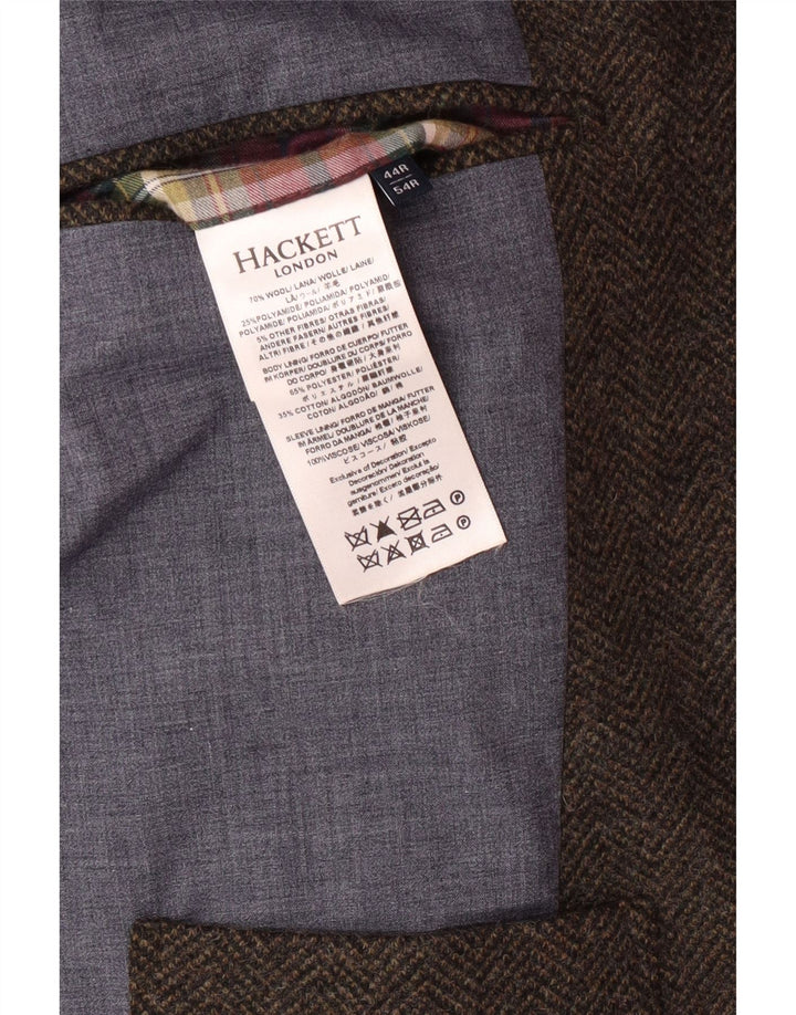 HACKETT Jachetă pentru bărbați cu 3 nasturi, UK 44 XL, lână maro cu oase