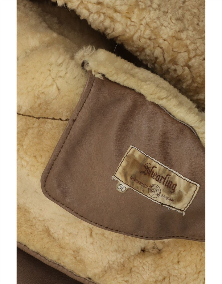 Jachetă vintage bărbătească din shearling IT 50 mare, gri din piele