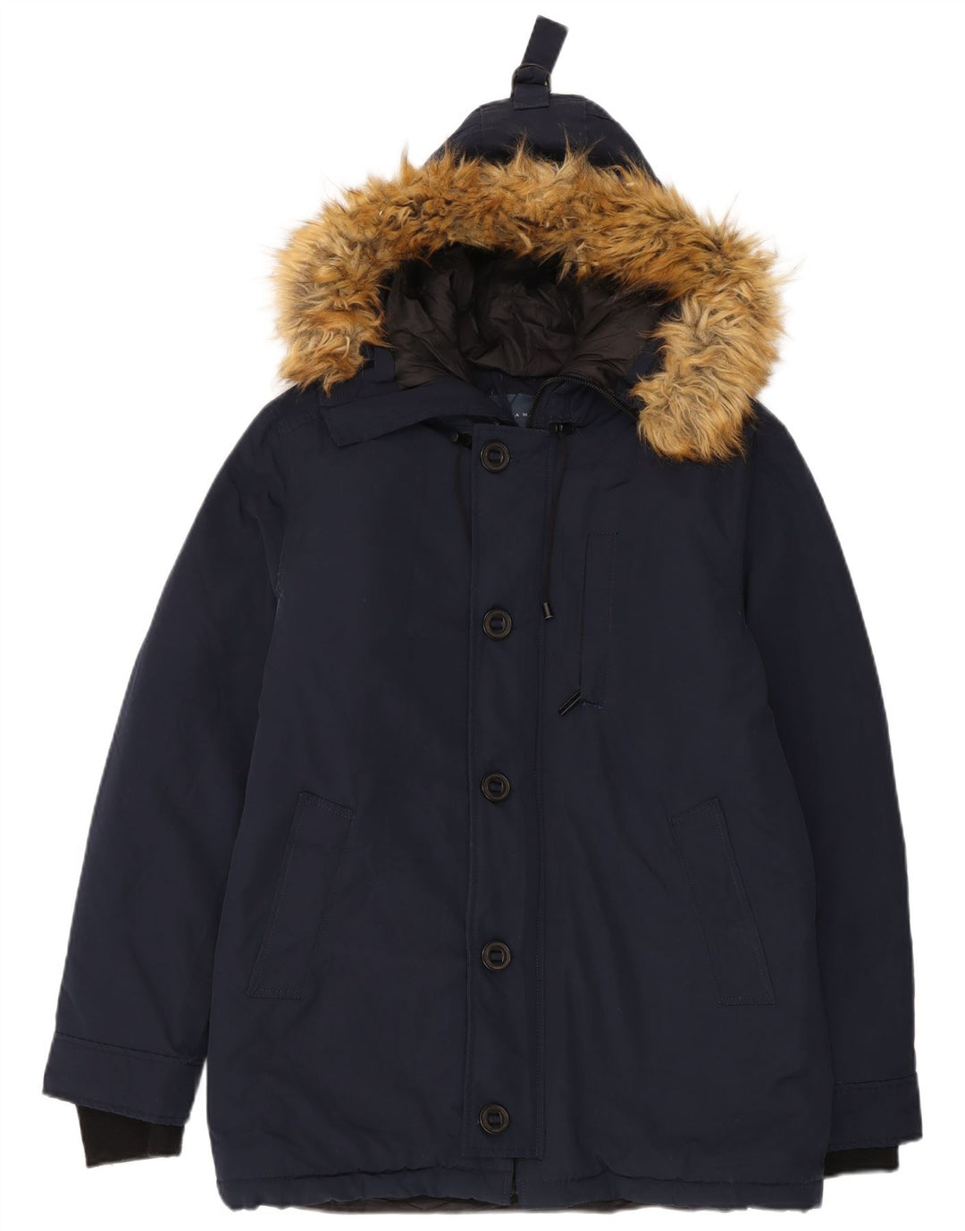 Jachetă parka cu glugă pentru bărbați ZARA UK 40 Poliester mare albastru bleumarin