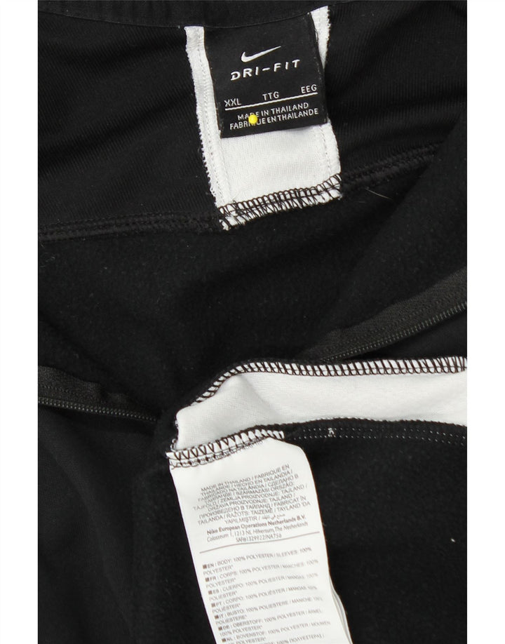 Top de trening NIKE Dri Fit, cu fermoar și gât, negru, color block