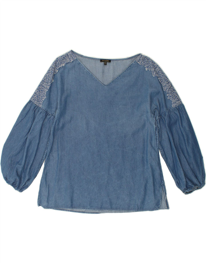 MASSIMO DUTTI Womens Blouse Top EU 38 Small Blue Cotton Vintage Massimo Dutti and Second-Hand Massimo Dutti from Messina Hembry 