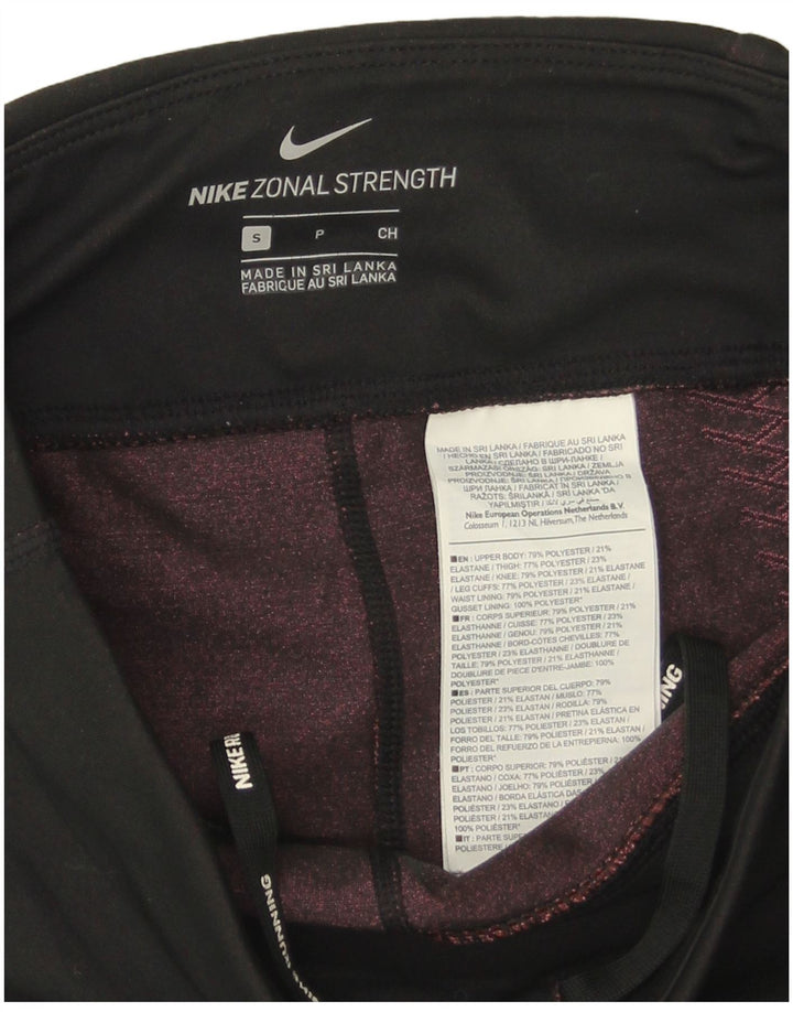 Leggings capri Nike Dri Fit pentru femei UK 8 Small Negru Poliester geometric