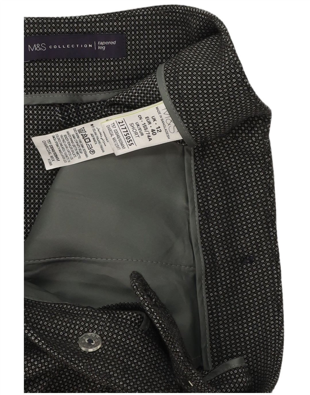 Marks & Spencer Pantaloni de costum scurt pentru femei UK 12 Medium W34 L26 Gri Check