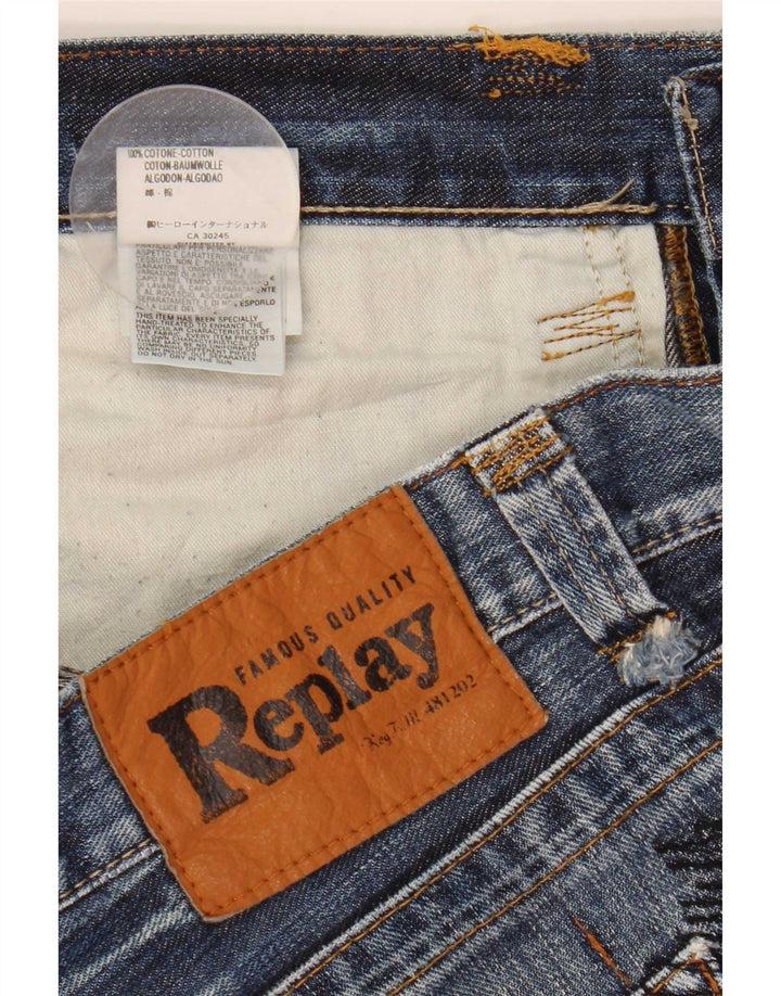 Pantaloni scurți din denim pentru bărbați Replay W34, mare, albastru, bumbac