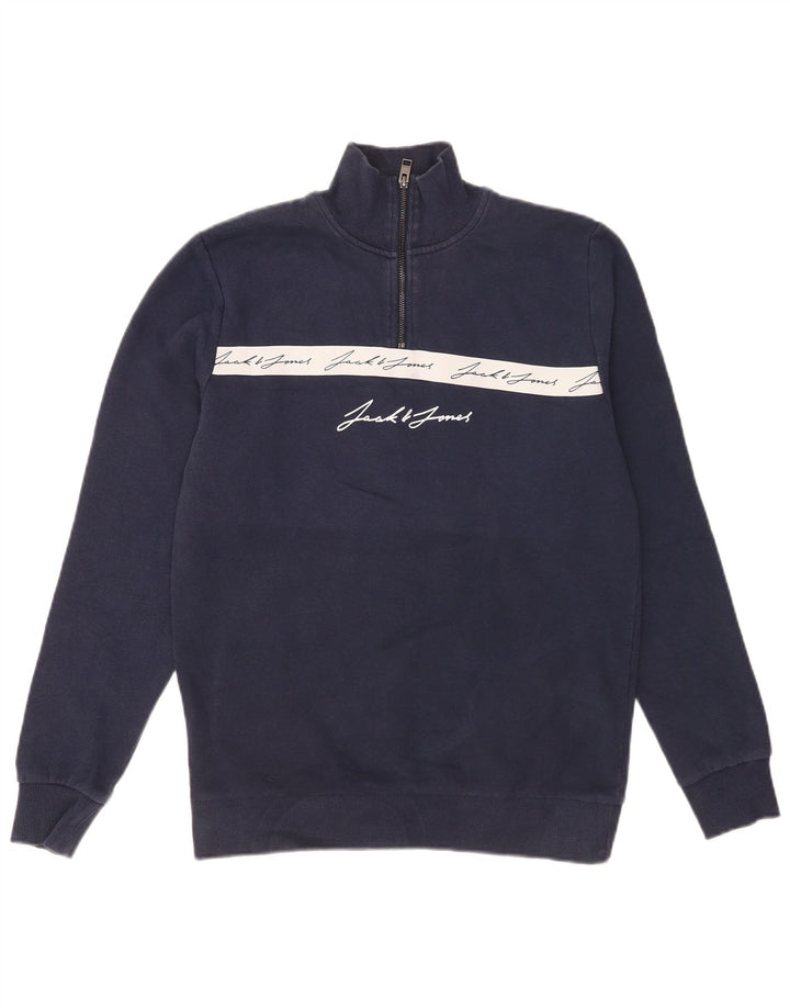 Pulover cu grafică Jack & Jones pentru bărbați, mijlociu, bleumarin, color block