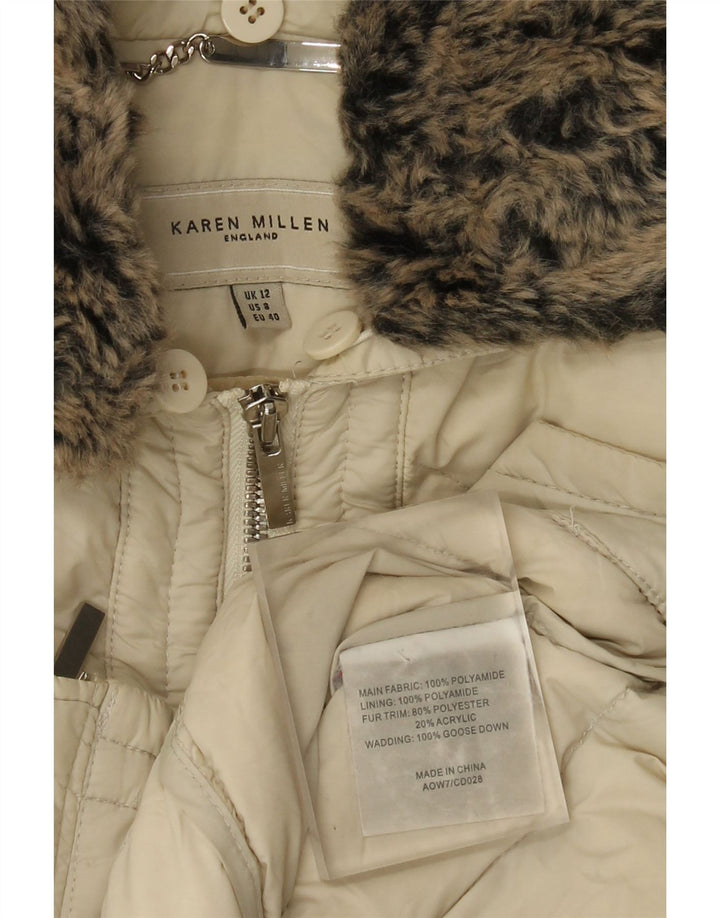 Jachetă căptușită cu glugă pentru femei Karen Millen UK 12 Poliamidă alb mediu mediu