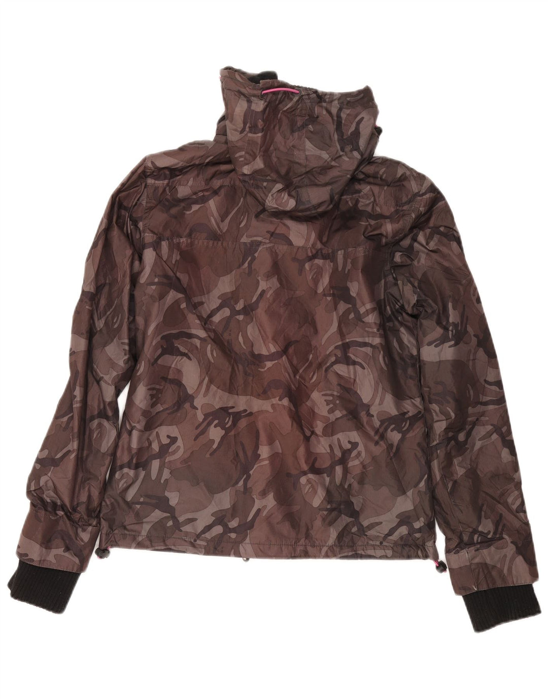 Jachetă de vânt cu glugă vintage pentru femei UK 10 Camuflaj gri mic