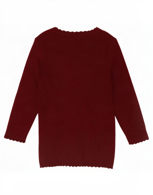 Pulover pentru femei Fat Face, cu mâneci 3/4, cu gât de barcă, UK 12, Burgundy mediu