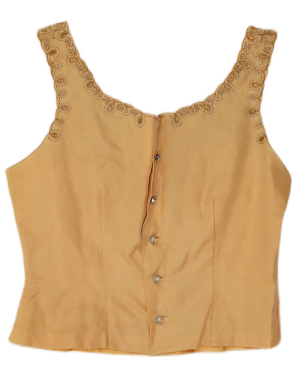 Bluză de top fără mâneci pentru femei Vintage UK 12 Galben mediu