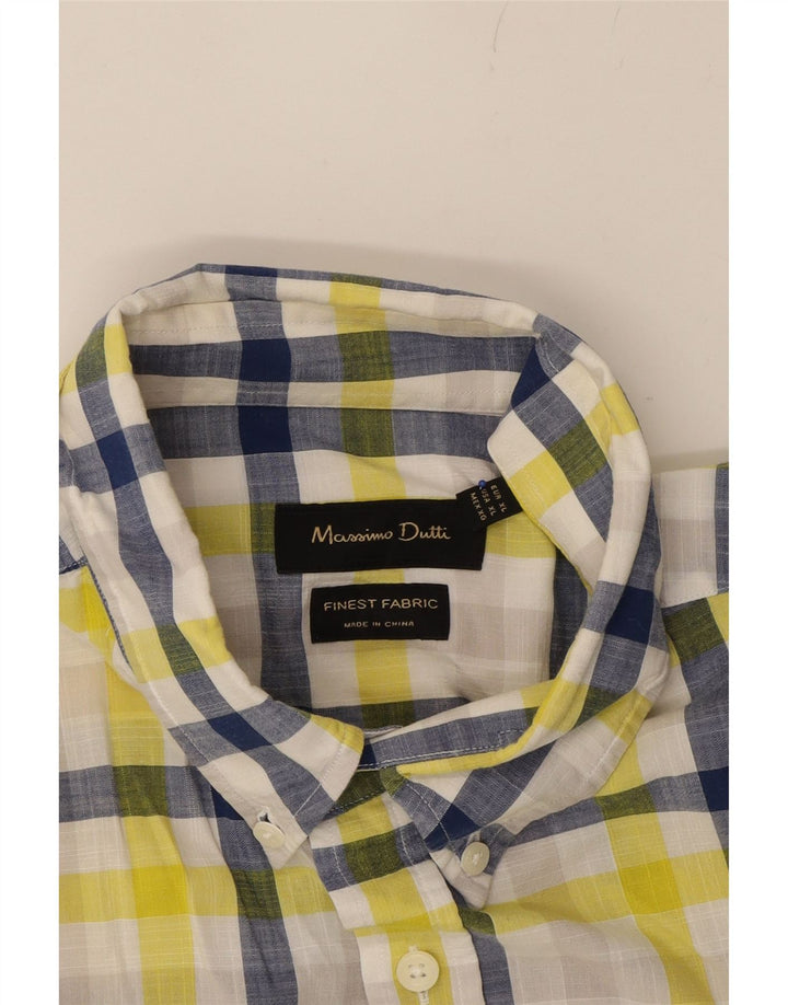 MASSIMO DUTTI Mens Short Sleeve Shirt XL Yellow Check Vintage Massimo Dutti and Second-Hand Massimo Dutti from Messina Hembry 