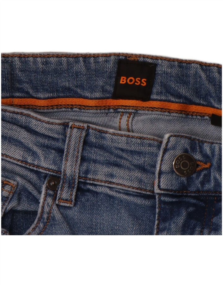 Blugi slim învechiți pentru bărbați Hugo Boss L32 L32 Bumbac albastru