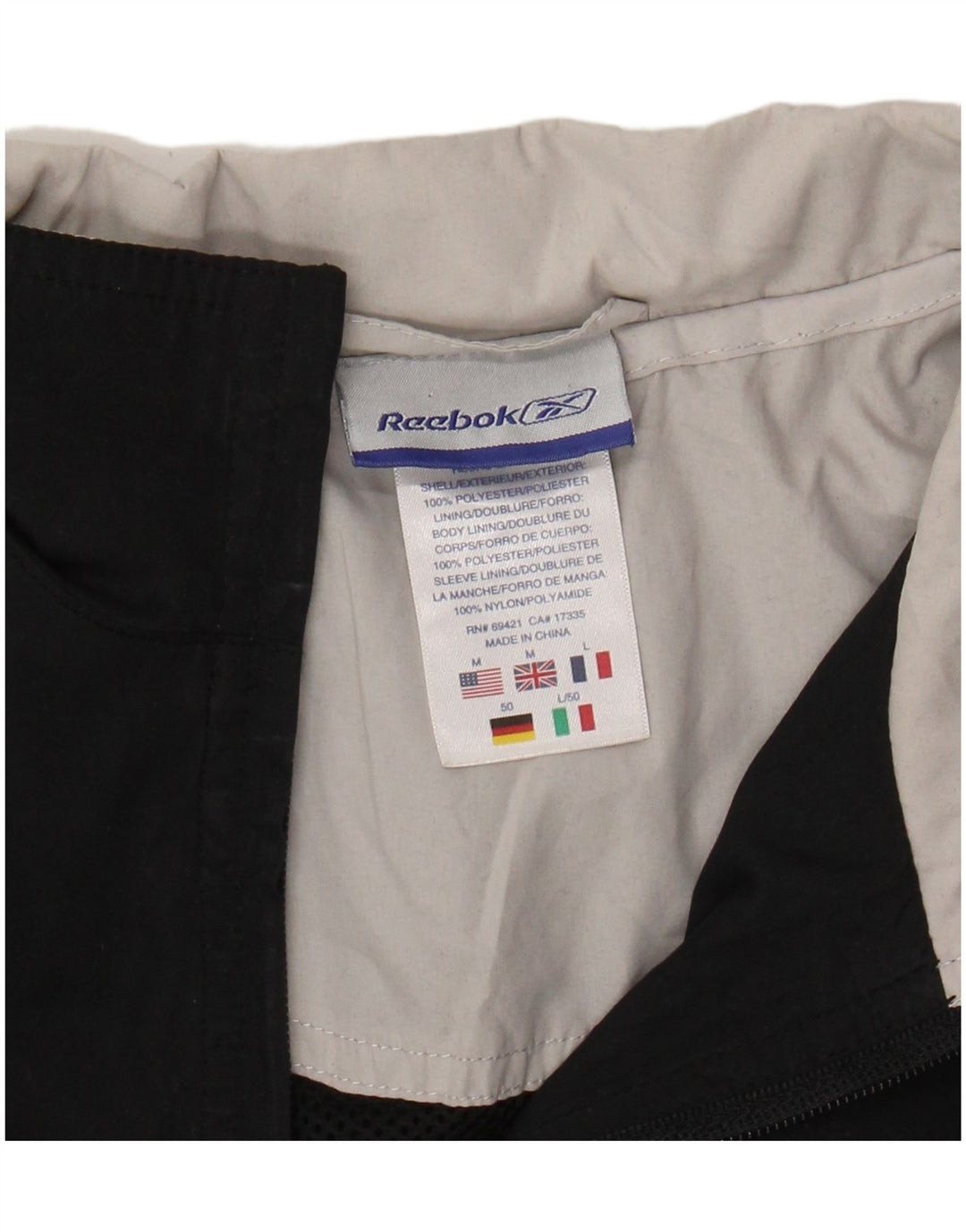 Jachetă de trening pentru bărbați REEBOK, negru mediu, poliester bloc de culoare