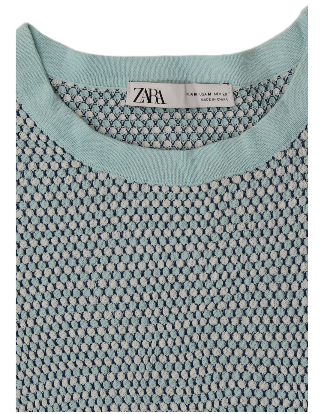 Pulover cu decolteu scurt pentru femei Zara UK 12 Medium Green Spotted