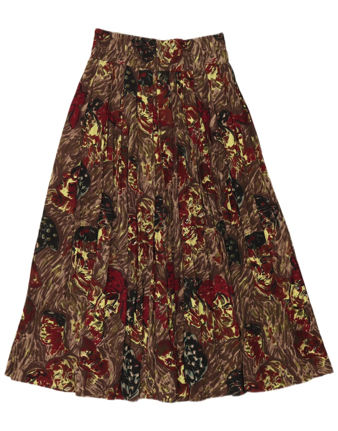 Fusta plisată cu grafic pentru femei Vintage Medium W30 Brown Viscose