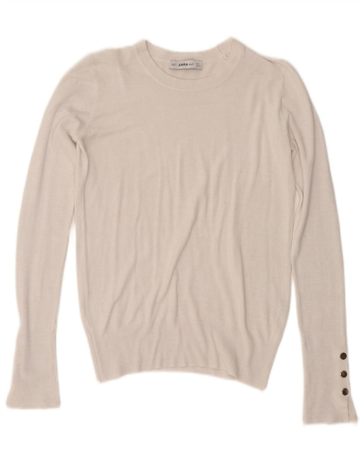 Pulover pentru damă Zara, cu gât turnut, UK 10, mic, alb