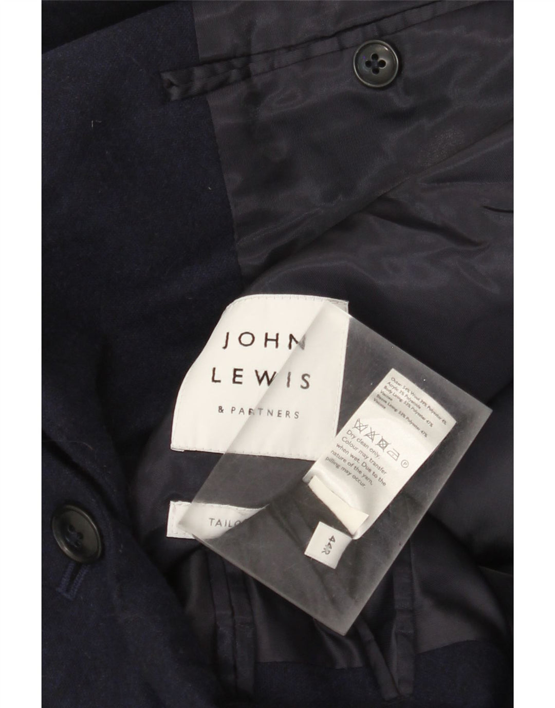 Jachetă pentru bărbați John Lewis cu 2 nasturi UK 44 2XL Lână bleumarin