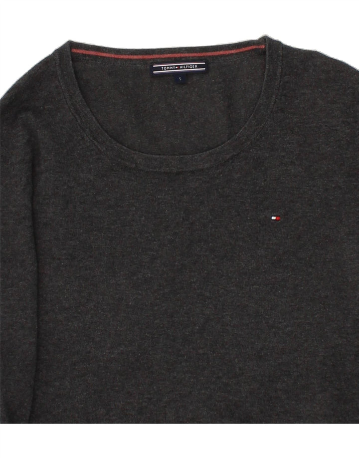 TOMMY HILFIGER Mens Boat Neck Jumper Sweater Small Grey Flecked Vintage Tommy Hilfiger and Second-Hand Tommy Hilfiger from Messina Hembry 