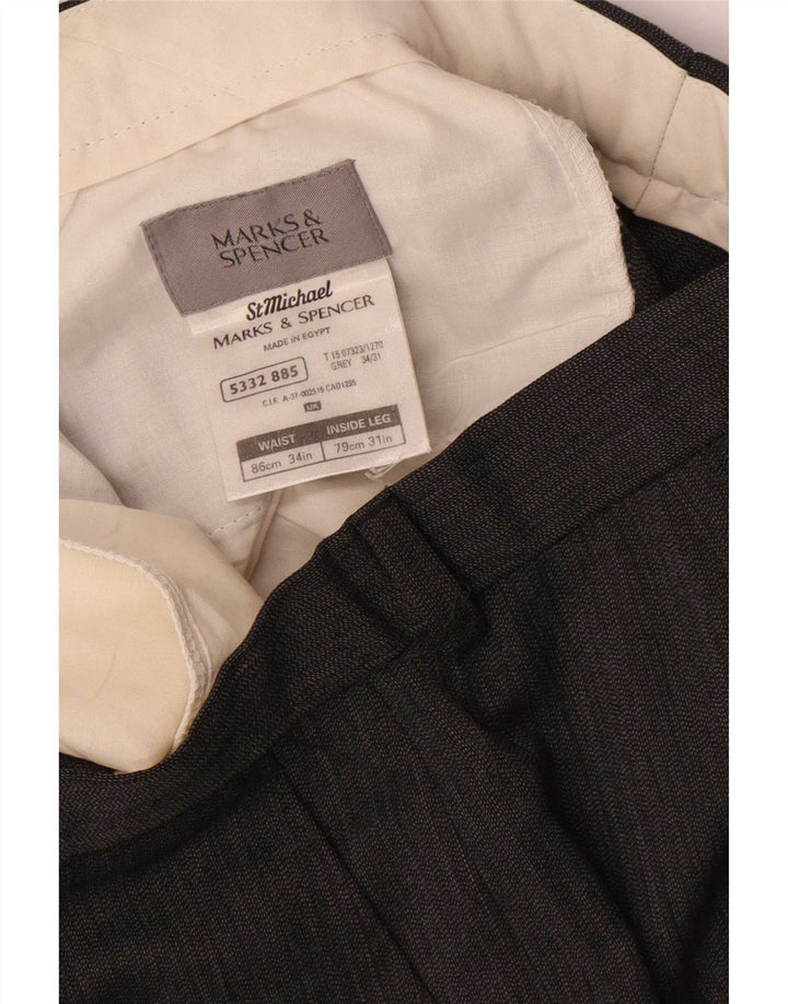 Pantaloni chino drepți pentru bărbați Marks & Spencer L34 L31 poliester gri