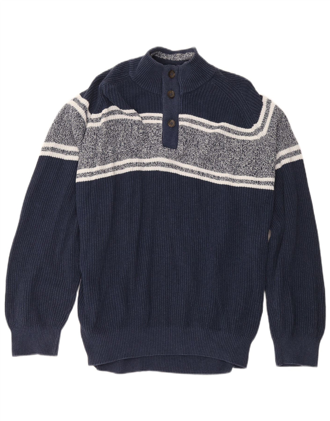 Pulover pentru bărbați Marks & Spencer, cu gât cu nasturi, 2XL, albastru bleumarin
