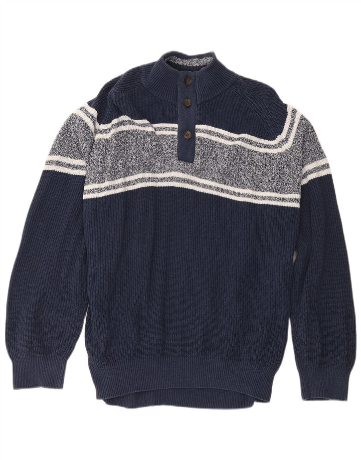 Pulover pentru bărbați Marks & Spencer, cu gât cu nasturi, 2XL, albastru bleumarin