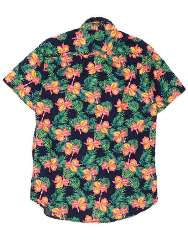 Cămașă cu mânecă scurtă pentru bărbați Superdry, albastru bleumarin, bumbac floral hawaian