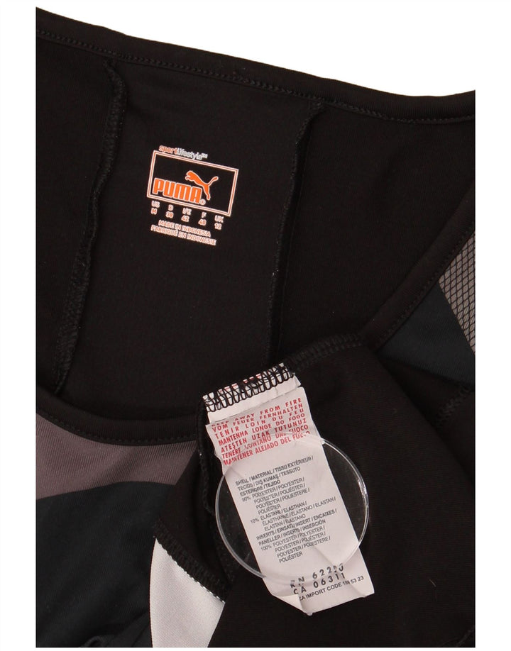 Puma Tricou Femei Top UK 12 Medium Negru Geometric Poliester