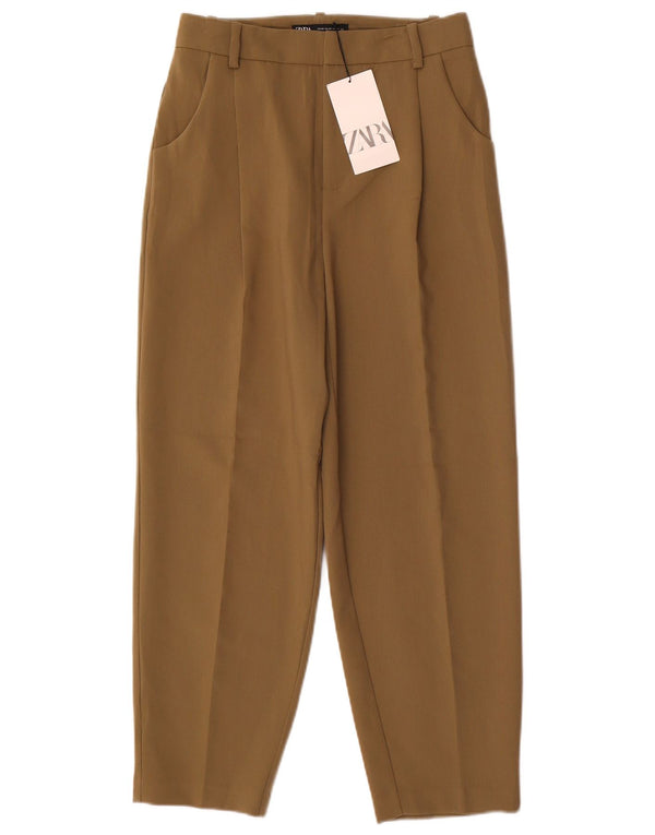 Zara Womens Crop Pegged Casual Trousers XS W24 L25 Khaki