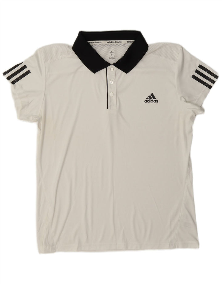 Tricou polo Climacool Rugby Adidas pentru femei UK 16 Poliester alb mare