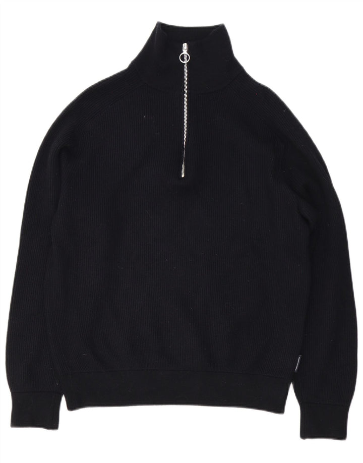 Pulover Armani Exchange pentru bărbați, cu fermoar, cu gât, bumbac mare, negru
